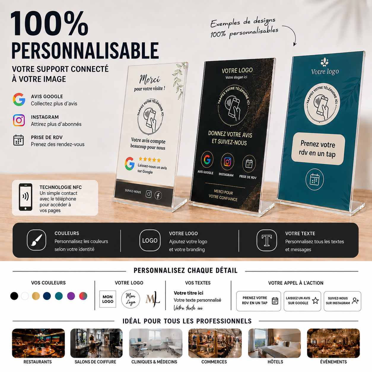 Panneau NFC Premium | Personnalisé - 100% à votre Image